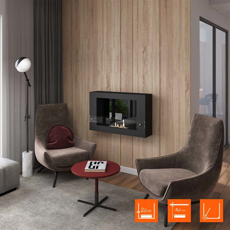 Биокамин SteelHeat WALL LONG 900 LITE черный, стемалит по цене 29 925 руб.