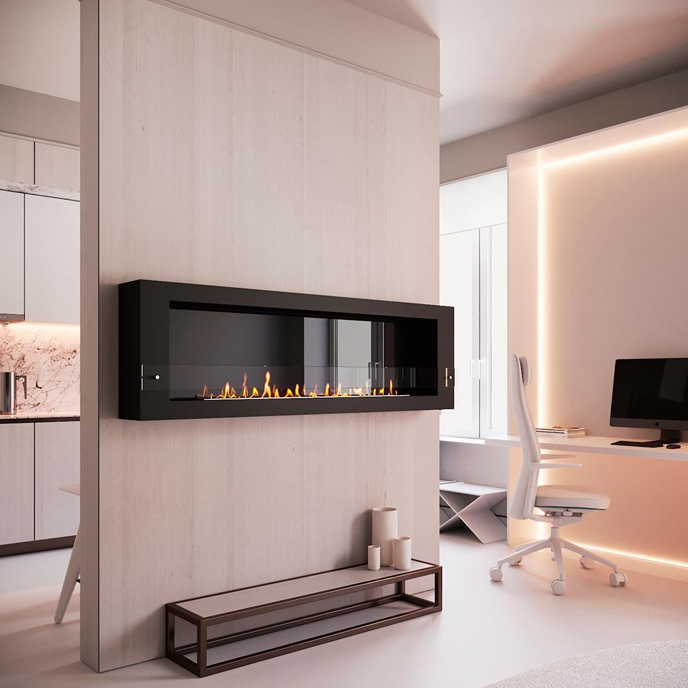 Биокамин SteelHeat WALL GRAND 1800 черный по цене 71 190 руб.