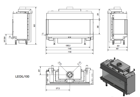 Газовая топка Kratki LEO/L/100/NG (магистральный газ) Газовая топка Kratki LEO/L/100/NG (магистральный газ)